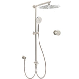 Shower Heads & Screens: Brushed Nickel 12" Large Rain Head Twin Shower Handheld Sliding Rail Arm Set With Mixer