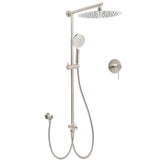 Shower Heads & Screens: Brushed Nickel Round 12" Rainfall Head Shower Handheld Sliding Rail Arm Mixer 2in1 Set