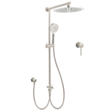 Shower Heads & Screens: Brushed Nickel Round 12" Rainfall Head Shower Handheld Sliding Rail Small Face Mixer 2in1 Set