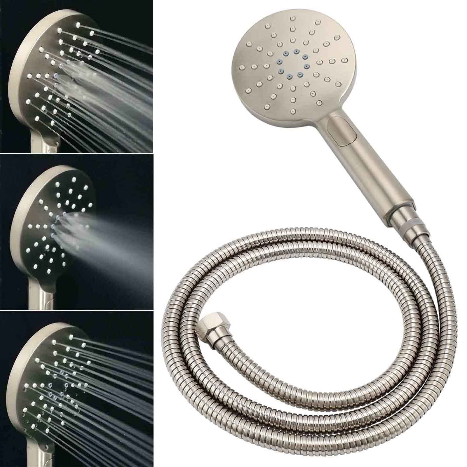Brushed Nickel Round 12" Rainfall Head Shower Handheld Sliding Rail Small Face Mixer 2in1 Set