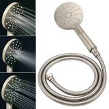 Shower Heads & Screens: Brushed Nickel Round 12" Rainfall Head Shower Handheld Sliding Rail Small Face Mixer 2in1 Set