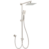 Shower Heads & Screens: Brushed Nickel 2in1 Square 8" Thin Rainfall Head Shower Handheld Sliding Rail Arm Set