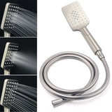 Shower Heads & Screens: Brushed Nickel 2in1 Square 8" Thin Rainfall Head Shower Handheld Sliding Rail Arm Set