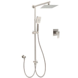 Shower Heads & Screens: Brushed Nickel 8" Rain Head Shower Square 3 Modes Handheld Sliding Rail Arm Mixer Dual Set