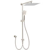 Shower Heads & Screens: Brushed Nickel 2in1 Square 12" Thin Rainfall Head Shower 3 Modes Handheld Sliding Rail Arm Set