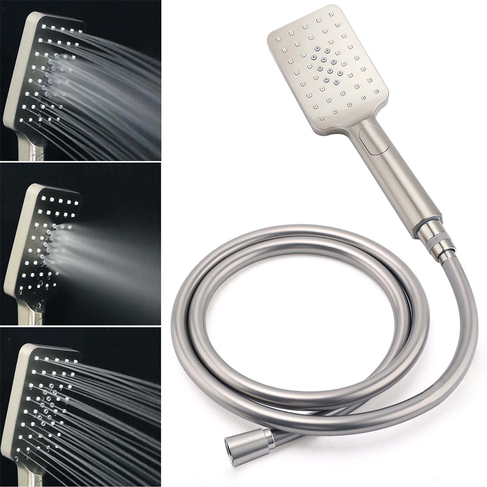 Shower Heads & Screens: Brushed Nickel 2in1 Square 12" Thin Rainfall Head Shower 3 Modes Handheld Sliding Rail Arm Set