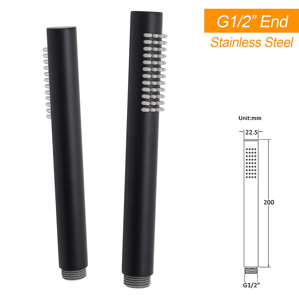 Shower Heads & Screens: WELS Matt Black 2in1 Shower 8" Round Head Set 1 Mode Handheld Rose Sliding Rail Elbow Inlet