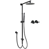 Shower Heads & Screens: WELS Matt Black 2in1 Shower 8" Round Head Set Sliding Rail Single Mode Handheld + Twin Taps