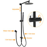 Shower Heads & Screens: WELS Matt Black 2in1 Shower 8" Round Head Set Sliding Rail Single Mode Handheld + Twin Taps