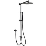 Shower Heads & Screens: Matt Black Dual Round Shower Set 10" Rain Head Metal Handheld Sliding Rail Arm Diverter