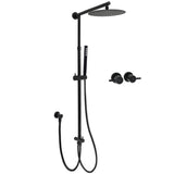 Shower Heads & Screens: Matt Black Round Dual Shower Set 10" Rain Head Metal Handheld Sliding Rail Arm Twin Taps