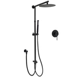 Shower Heads & Screens: Matt Black 2in1 Round Shower 10" Rainfall Head Metal Handheld Sliding Rail Diverter Mixer Set