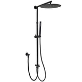Shower Heads & Screens: Matte Black Large 12" Round Shower Head Twin Set Stainless Steel Handheld Diverter Wall Rail Arm