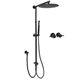 Shower Heads & Screens: WELS Matt Black Dual 12" Round Shower Head Set Metal Handheld Rail Wall Arm Elbow Inlet Twin Taps