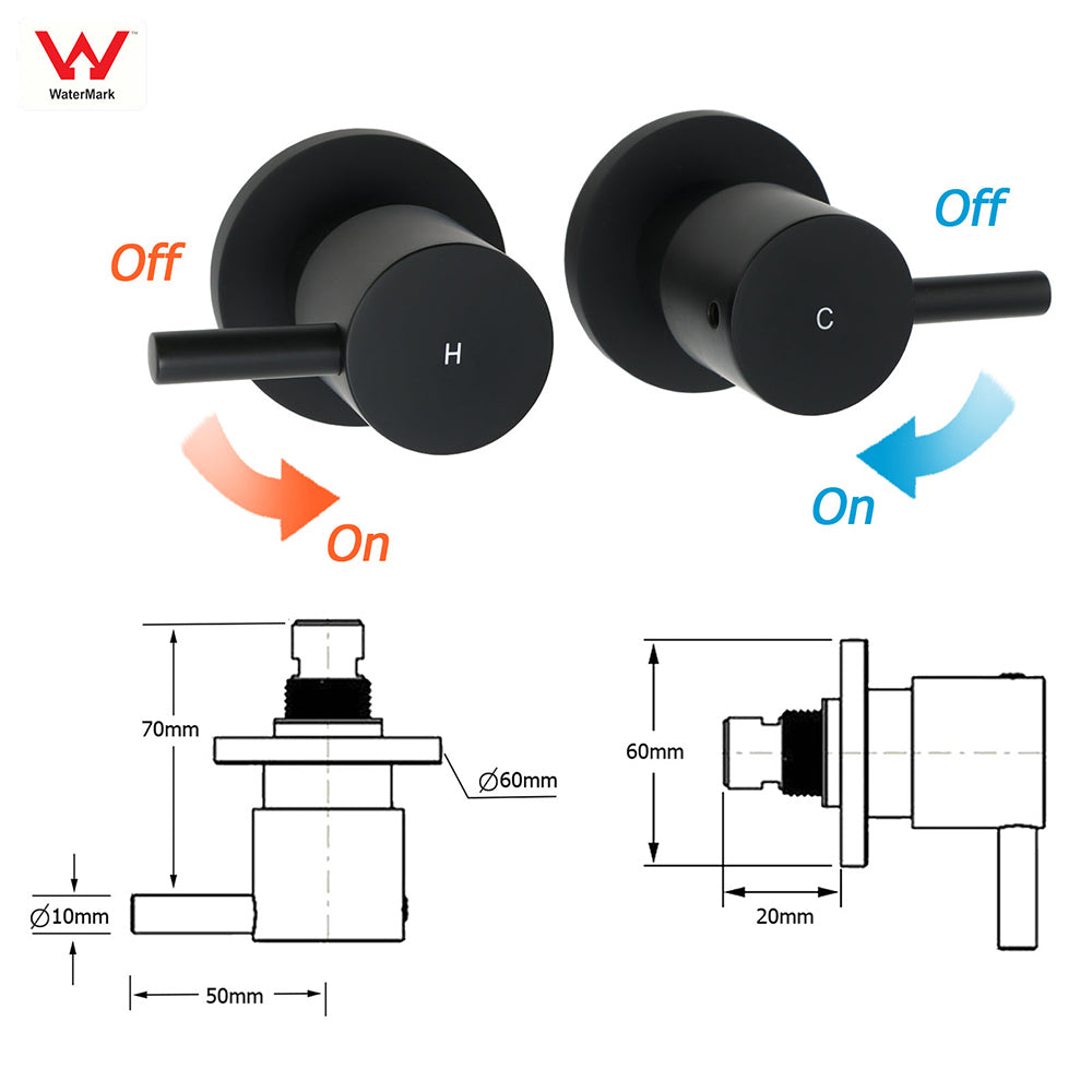Shower Heads & Screens: WELS Matt Black Dual 12" Round Shower Head Set Metal Handheld Rail Wall Arm Elbow Inlet Twin Taps
