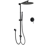 Shower Heads & Screens: WELS Matt Black Twin Round 12" Shower Head Set Metal Handheld Flexible Rail Wall Arm Mixer