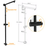 Shower Heads & Screens: WELS Matt Black Twin Round 12" Shower Head Set Metal Handheld Flexible Rail Wall Arm Mixer