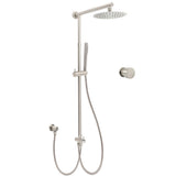 Shower Heads & Screens: Brushed Nickel 8" Thin Rain Head Twin Shower Metal Handheld Rose Sliding Rail Arm Set With Mixer