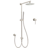 Shower Heads & Screens: WELS Brushed Nickel Round 8" Rain Head Shower 1 Mode Handheld Sliding Rail Mixer 2in1 Set