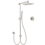 Shower Heads & Screens: Brushed Nickel Round 12" Rain Head Shower Single Mode Handheld Sliding Rail Arm Mixer 2in1 Set