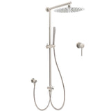 Shower Heads & Screens: Brushed Nickel 2in1 Set Round 12" Rain Head Shower Single Mode Handheld Sliding RailWall Mixer