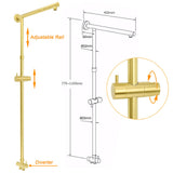 Shower Heads & Screens: WELS Brushed Gold Shower 8" Round Head 3 Mode Handheld Rose Sliding Rail Mixer Dual Set