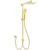 Shower Heads & Screens: Brushed Gold Square 8" Rain Shower Head 3 Mode Handheld Sliding Rail Arm Dual Diverter Set