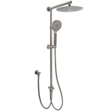 Shower Heads & Screens: WELS Gun Metal Dual Round Shower 10" Rain Head 3 Mode Handheld Sliding Rail Diverter Set