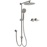 WELS Gun Metal 2in1 Round Shower 10" Rain Head 3 Mode Handheld Sliding Rail Twin Taps Set