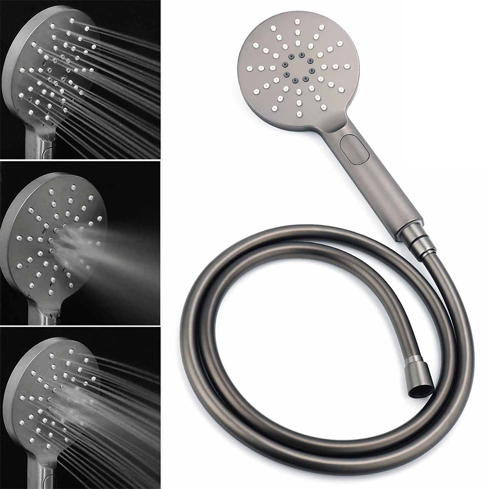 WELS Gun Metal 2in1 Round Shower 10" Rain Head 3 Mode Handheld Sliding Rail Twin Taps Set