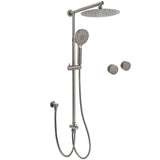 Shower Heads & Screens: WELS Gun Metal Dual Round Shower Head 10" Rain Head 3 Mode Handheld Sliding Rail Diverter Set