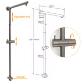 Shower Heads & Screens: WELS Gun Metal Dual Round Shower Head 10" Rain Head 3 Mode Handheld Sliding Rail Diverter Set