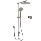 WELS Gun Metal Dual Round Shower 10" Rain Head 3 Mode Handheld Sliding Rail Arm Mixer Set