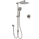 Shower Heads & Screens: WELS Gun Metal Double Round Shower 10" Rain Head 3 Mode Handheld Sliding Rail Mixer Valve Set
