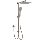 Shower Heads & Screens: WELS Gun Metal 2in1 Shower Set Square 10" Rain Head Handheld Adjustable Silde Rail Combo