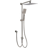 Shower Heads & Screens: WELS Gun Metal 2in1 Shower Set Square 12" Rainfall Head Handheld Adjustable Silde Rail Combo