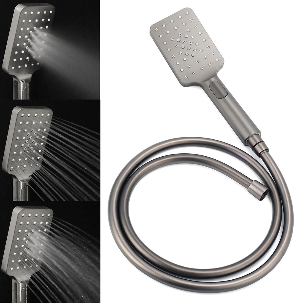Shower Heads & Screens: WELS Gun Metal 2in1 Shower Set Square 12" Rainfall Head Handheld Adjustable Silde Rail Combo