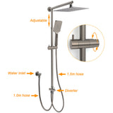 Shower Heads & Screens: WELS Gun Metal 2in1 Shower Set Square 12" Rain Head 3 Modes Handheld Silde Rail Hot Cold Mixer