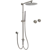 Shower Heads & Screens: WELS Gun Metal Dual Round Shower Head 10" Rain Head Stainless Steel Handheld Sliding Rail Diverter Set