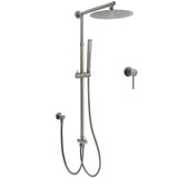Shower Heads & Screens: WELS Gun Metal 2in1 Round Shower Set 10" Rain Head Metal Handheld Sliding Rail Small Face Mixer