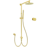 Shower Heads & Screens: WELS Brushed Gold 2in1 Shower Set 8" Round Head Metal Handheld Rose Sliding Rail Mixer Valve