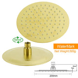 Shower Heads & Screens: Brushed Gold Twin Shower 8" Round Head Single Mode Handheld Rose Sliding Rail Small Face Mixer Set