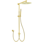 Shower Heads & Screens: WELS Brushed Gold Large Round Shower 12" Head Single Mode Handheld Rose Sliding Rail Arm Set