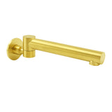 Shower Heads & Screens: Brushed Gold Round Basin Wall Mounted Faucet Outlet Swivel Bathtub Stainless Steel Spout