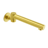 Shower Heads & Screens: Brushed Gold Round Basin Wall Mounted Faucet Outlet Swivel Bathtub Stainless Steel Spout