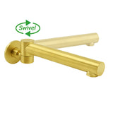 Shower Heads & Screens: Brushed Gold Round Basin Wall Mounted Faucet Outlet Swivel Bathtub Stainless Steel Spout