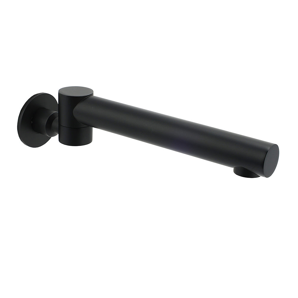 Matt Black Round Basin Wall Mounted Spout Faucet Outlet 180Â° Swivel Tap Watermark