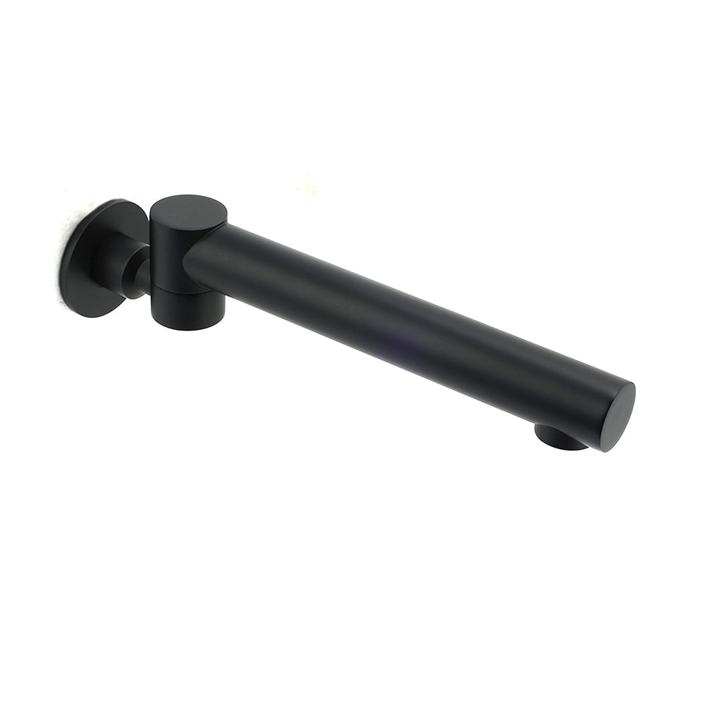 Matt Black Round Basin Wall Mounted Spout Faucet Outlet 180Â° Swivel Tap Watermark