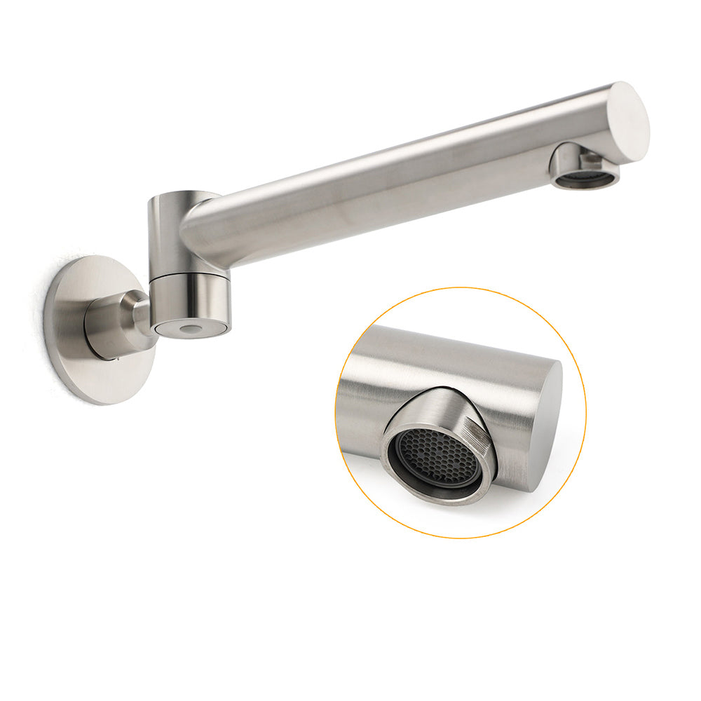 Shower Heads & Screens: Brushed Nickel Round Basin Wall Mounted Faucet Outlet 180 Swivel Vanity Bathtub Spout