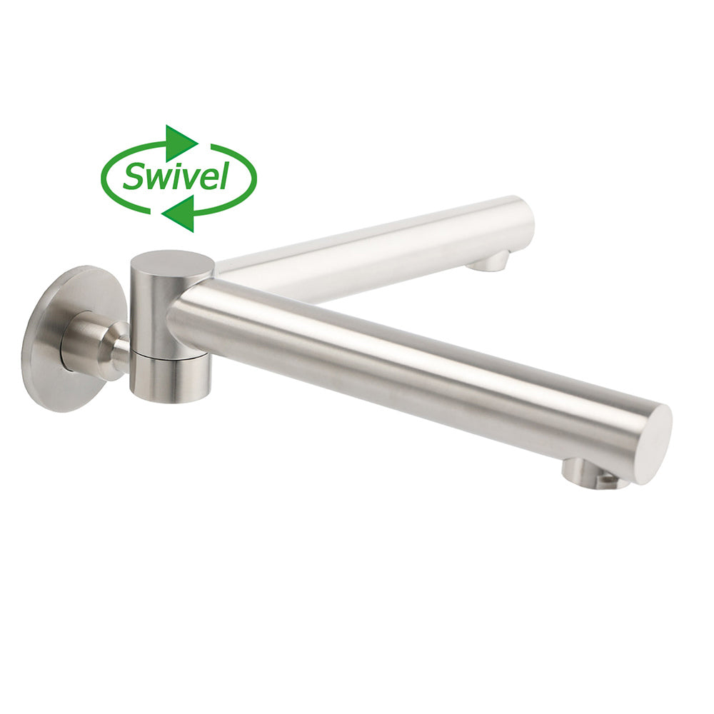 Shower Heads & Screens: Brushed Nickel Round Basin Wall Mounted Faucet Outlet 180 Swivel Vanity Bathtub Spout